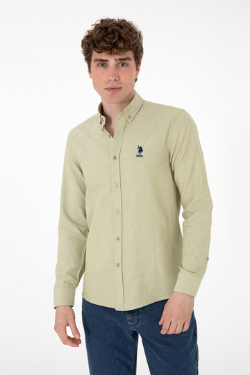 USPA Men Shirt Nova Slim Full Sleeve Light Khaki VR183 USPSH357 US Polo Assn.